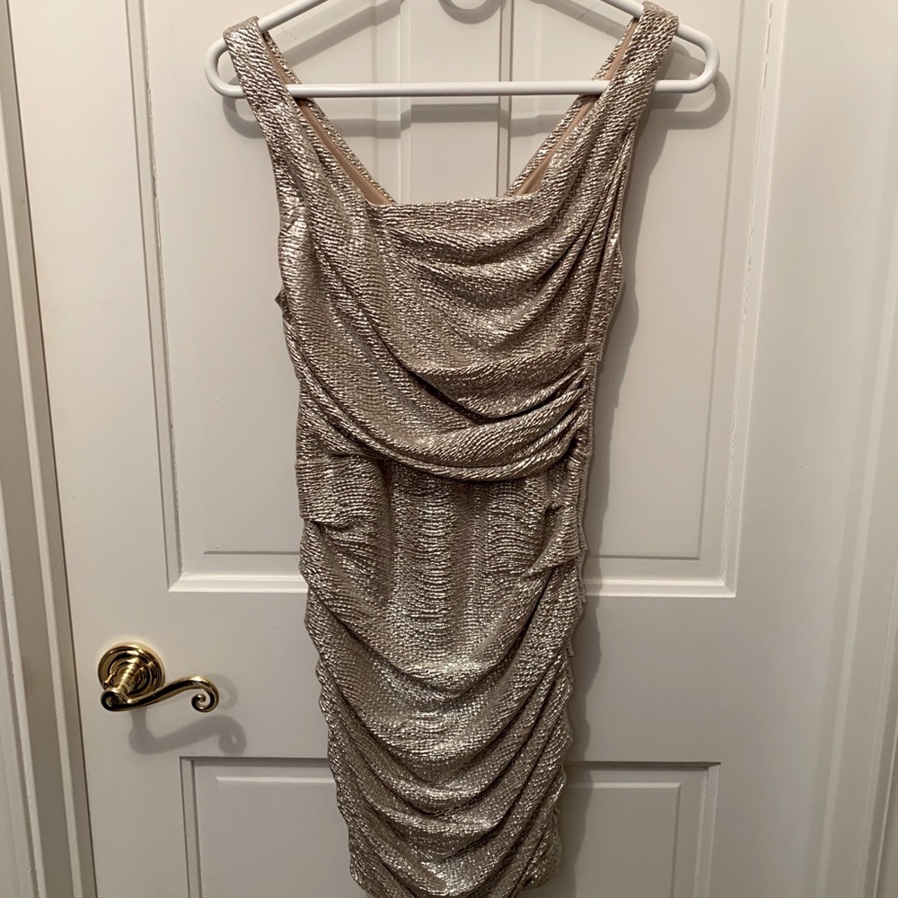Express Champagne Gold Cocktail Dress